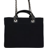 Chanel Small Deauville Shopping Tote Black Canvas Light Gold Hardware