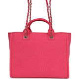 Chanel Small Deauville Shopping Tote Hot Pink Canvas Light Gold Hardware