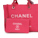 Chanel Small Deauville Shopping Tote Hot Pink Canvas Light Gold Hardware