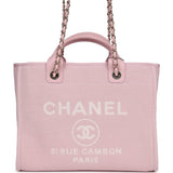 Chanel Small Deauville Shopping Tote Light Pink Canvas Light Gold Hardware