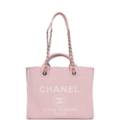 Chanel Small Deauville Shopping Tote Light Pink Canvas Light Gold Hardware