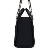 Chanel Small Deauville Shopping Tote Black Canvas Light Gold Hardware