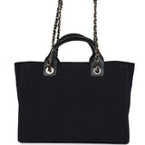 Chanel Small Deauville Shopping Tote Black Canvas Light Gold Hardware