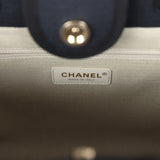 Chanel Small Deauville Shopping Tote Black Canvas Light Gold Hardware