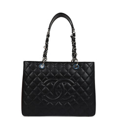 Chanel Grand Shopping Tote Bag Black Caviar Silver Hardware