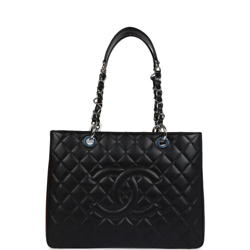 Chanel Grand Shopping Tote Bag Black Caviar Silver Hardware