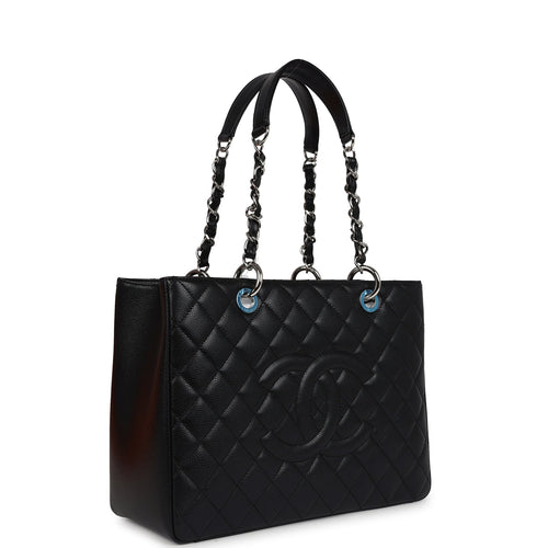 Chanel Grand Shopping Tote Bag Black Caviar Silver Hardware