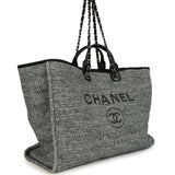 Pre-owned Chanel Extra Large Deauville Shopping Tote Grey and White Tweed Silver Hardware - Thumbnail View 2