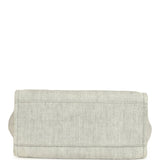 Preowned Chanel Medium Deauville Shopping Tote Light Grey Raffia and Canvas Silver Hardware