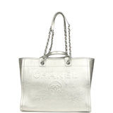 Chanel Medium Deauville Shopping Tote Metallic Silver Shiny Calfskin Silver Hardware - Thumbnail View 1