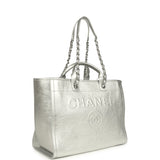 Chanel Medium Deauville Shopping Tote Metallic Silver Shiny Calfskin Silver Hardware - Thumbnail View 2