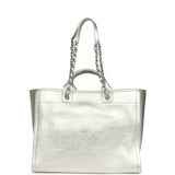 Chanel Medium Deauville Shopping Tote Metallic Silver Shiny Calfskin Silver Hardware - Thumbnail View 5