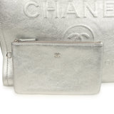 Chanel Medium Deauville Shopping Tote Metallic Silver Shiny Calfskin Silver Hardware - Thumbnail View 7