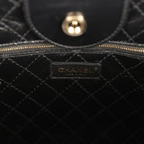Pre-owned Chanel Medium Deauville Shopping Tote Black Crumpled Calfskin and Tweed Gold Hardware - Thumbnail View 9