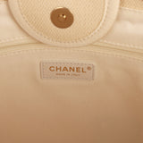 Chanel Medium Pearl Embellished Deauville Shopping Tote Light Beige Canvas Light Gold Hardware - Thumbnail View 9
