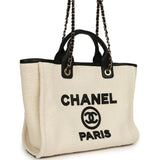 Chanel Small Deauville Shopping Tote Ecru Bouclé Tweed, Black Calfskin Gold Hardware - Thumbnail View 2