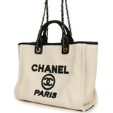Chanel Small Deauville Shopping Tote Ecru Bouclé Tweed, Black Calfskin Gold Hardware - Thumbnail View 5