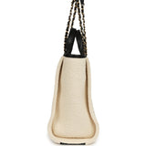 Chanel Small Deauville Shopping Tote Ecru Bouclé Tweed, Black Calfskin Gold Hardware - Thumbnail View 3