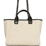 Chanel Small Deauville Shopping Tote Ecru Bouclé Tweed, Black Calfskin Gold Hardware - Thumbnail View 4