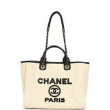 Chanel Small Deauville Shopping Tote Ecru Bouclé Tweed, Black Calfskin Gold Hardware - Thumbnail View 6