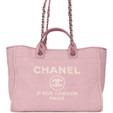 Chanel Medium Deauville Shopping Tote Pink Canvas Silver Hardware - Thumbnail View 1