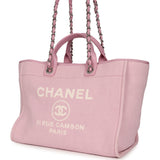 Chanel Medium Deauville Shopping Tote Pink Canvas Silver Hardware - Thumbnail View 5