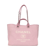 Chanel Medium Deauville Shopping Tote Pink Canvas Silver Hardware - Thumbnail View 6