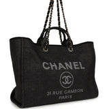 Chanel Large Deauville Shopping Tote Black, Grey Raffia, Black Canvas Light Gold Hardware - Thumbnail View 2