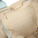 Pre-owned Chanel Small Deauville Shopping Tote Beige Canvas, Light Blue Calfskin Light Gold Hardware - Thumbnail View 9