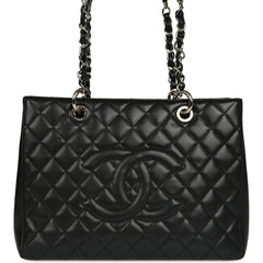 Pre-owned Chanel Grand Shopping Tote Black Caviar Silver Hardware