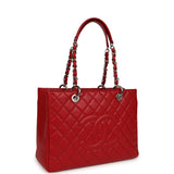 Pre-owned Chanel Grand Shopping Tote Red Caviar Silver Hardware - Thumbnail View 2