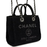 Chanel Mini Deauville Shopping Tote Black, Silver Tweed Boucle, Leather Silver Hardware - Thumbnail View 2