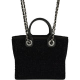 Chanel Mini Deauville Shopping Tote Black, Silver Tweed Boucle, Leather Silver Hardware - Thumbnail View 4