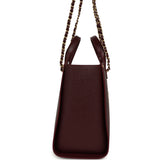 Chanel Small Studded Deauville Shopping Tote Burgundy Caviar Brushed Gold Hardware - Thumbnail View 3