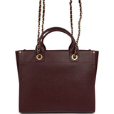 Chanel Small Studded Deauville Shopping Tote Burgundy Caviar Brushed Gold Hardware - Thumbnail View 4