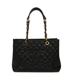 Pre-owned Chanel Grand Shopping Tote Black Caviar Gold Hardware