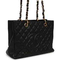 Pre-owned Chanel Grand Shopping Tote Black Caviar Gold Hardware