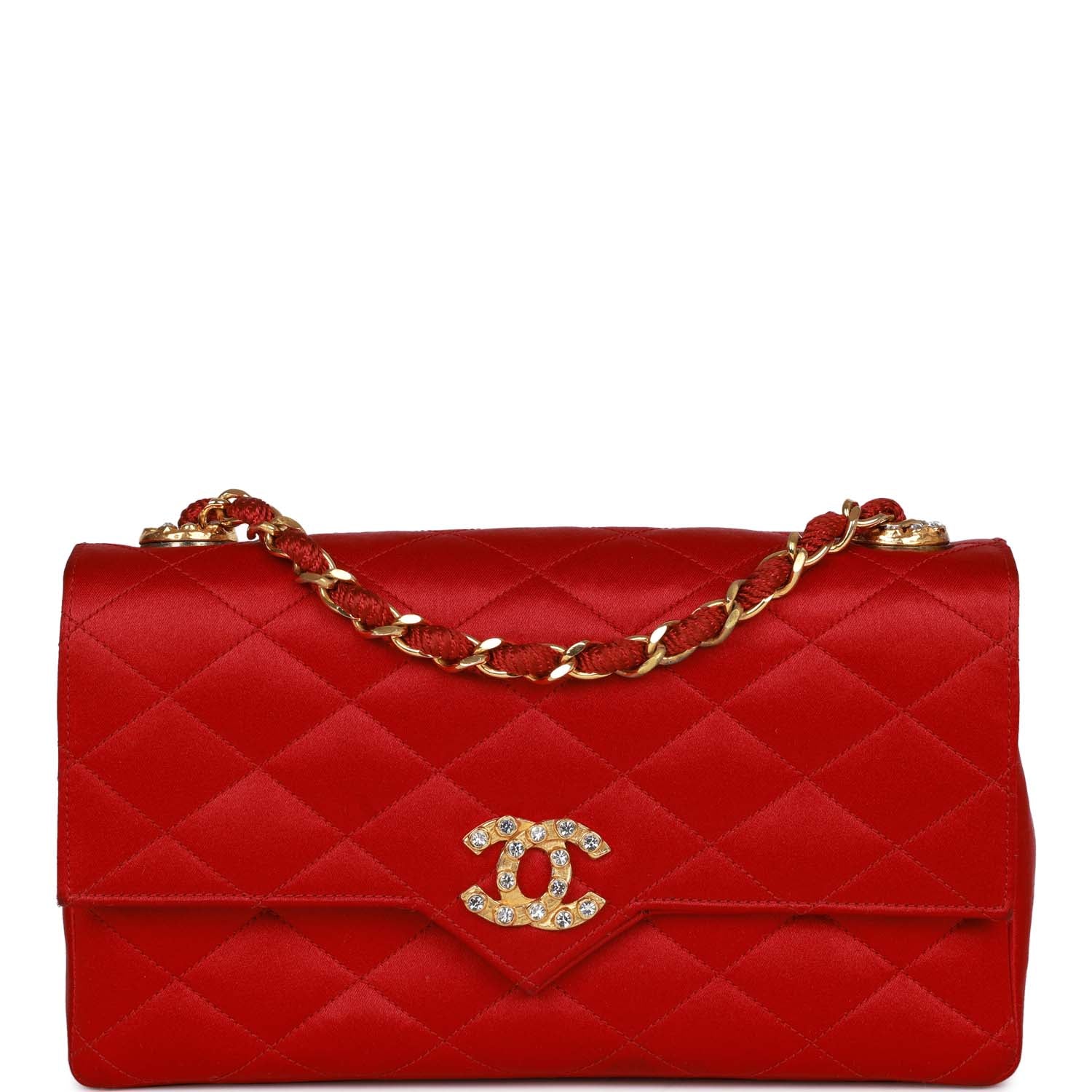 Vintage Chanel Small Flap Bag Red Satin Gold Hardware – Madison Avenue ...