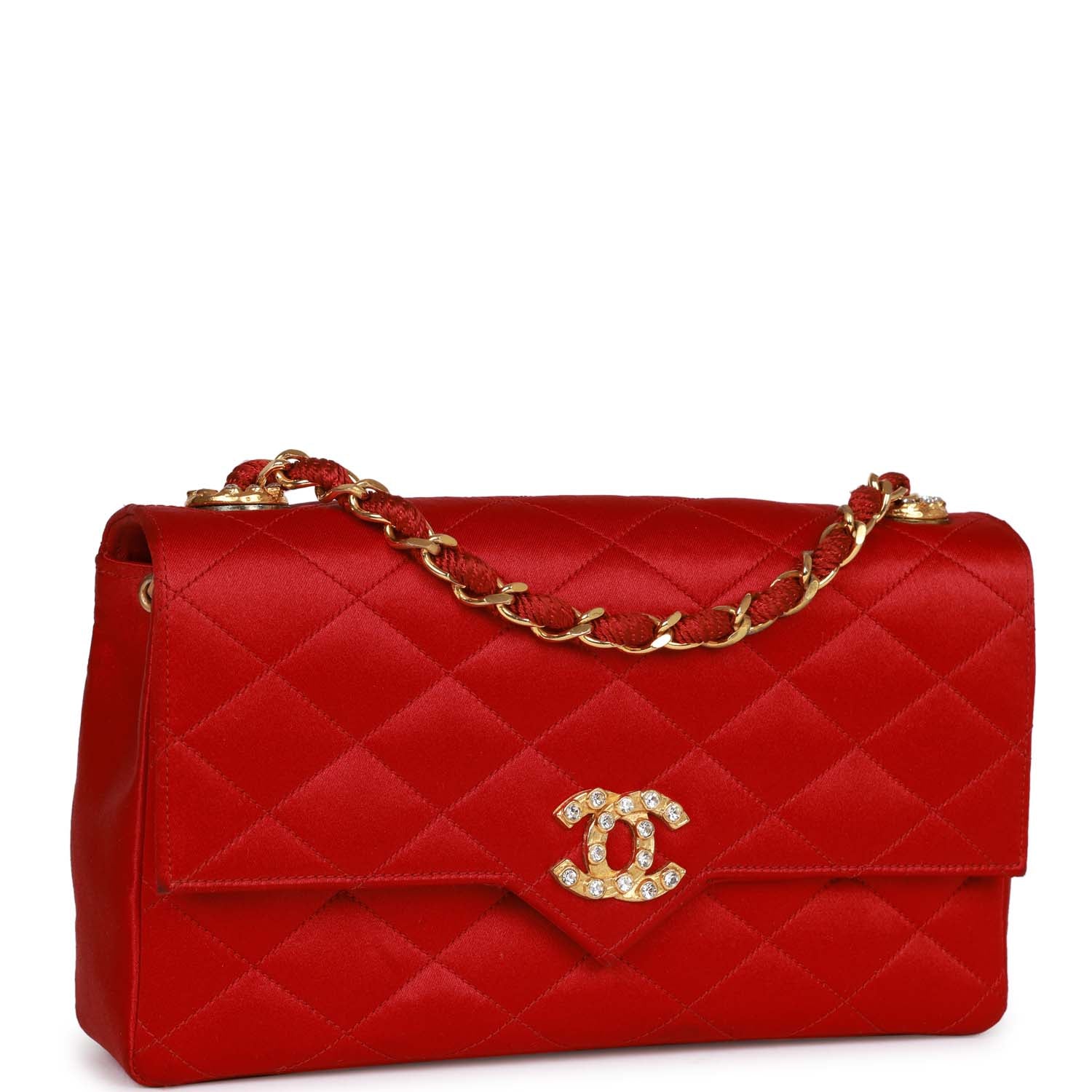 Vintage Chanel Small Flap Bag Red Satin Gold Hardware – Madison Avenue ...