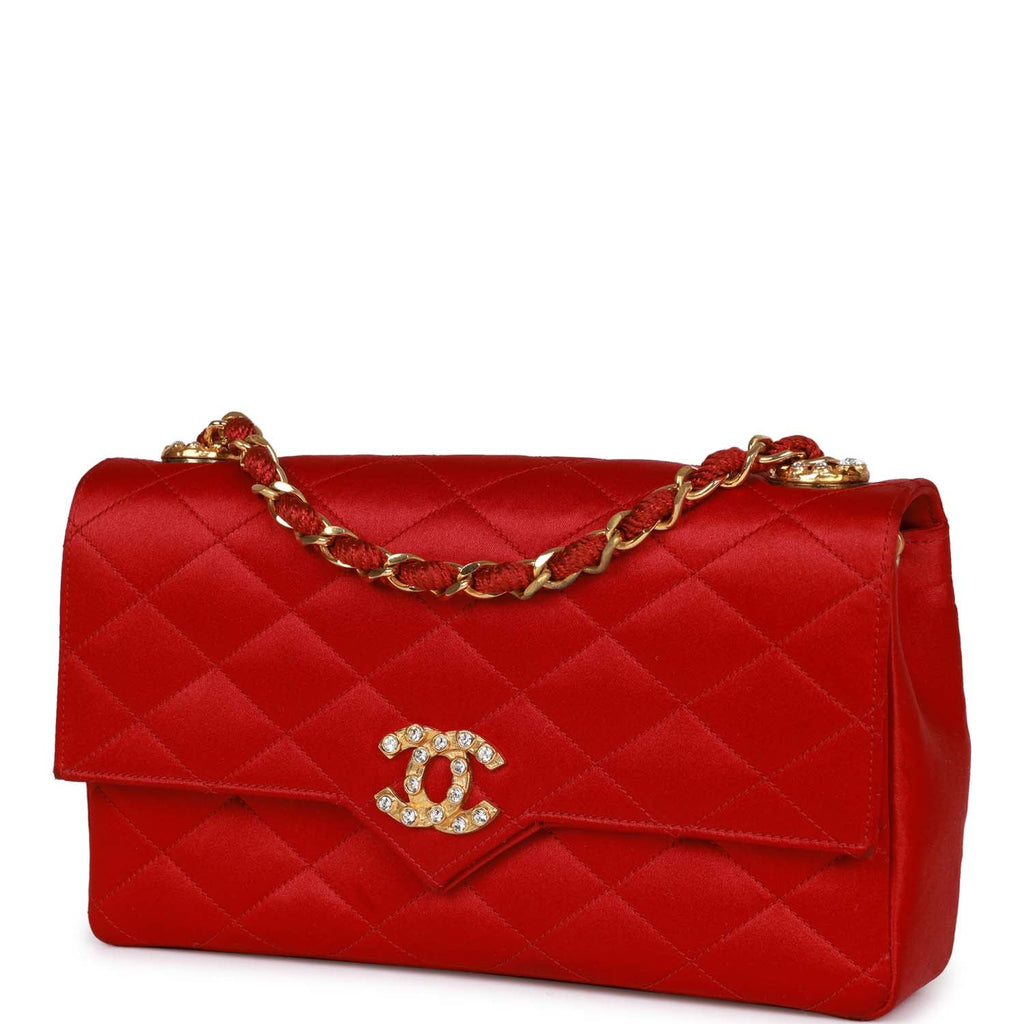 Vintage Chanel Small Flap Bag Red Satin Gold Hardware – Madison Avenue  Couture