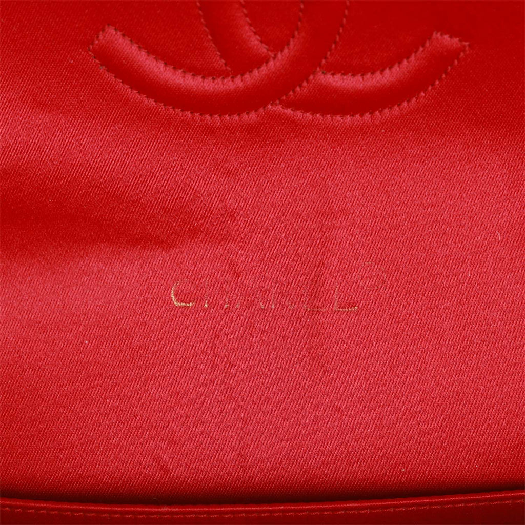 Vintage Chanel Flap Bag Red Satin Gold Hardware in 2023