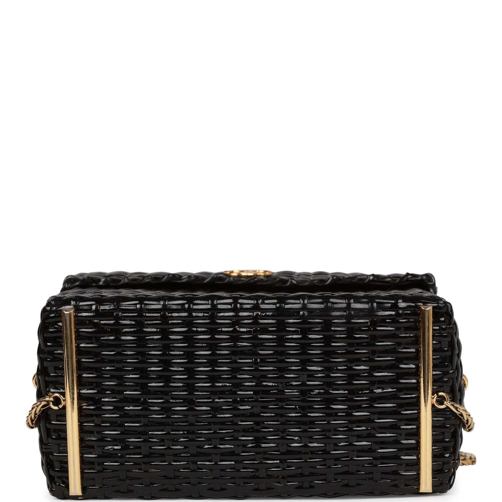Chanel Vintage Wicker Mini Picnic Basket Rattan Bag w Chain 67399 For Sale  at 1stDibs