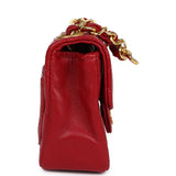 Vintage Chanel Micro Belt Flap Bag Red Lambskin Gold Hardware