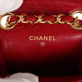 Vintage Chanel Micro Belt Flap Bag Red Lambskin Gold Hardware