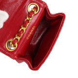 Vintage Chanel Micro Belt Flap Bag Red Lambskin Gold Hardware