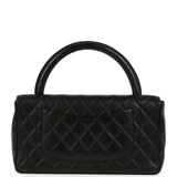 Vintage Chanel Kelly Parent and Child Flap Bag Set Black Lambskin Gold Hardware