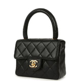 Vintage Chanel Kelly Parent and Child Flap Bag Set Black Lambskin Gold Hardware