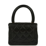 Vintage Chanel Kelly Parent and Child Flap Bag Set Black Lambskin Gold Hardware