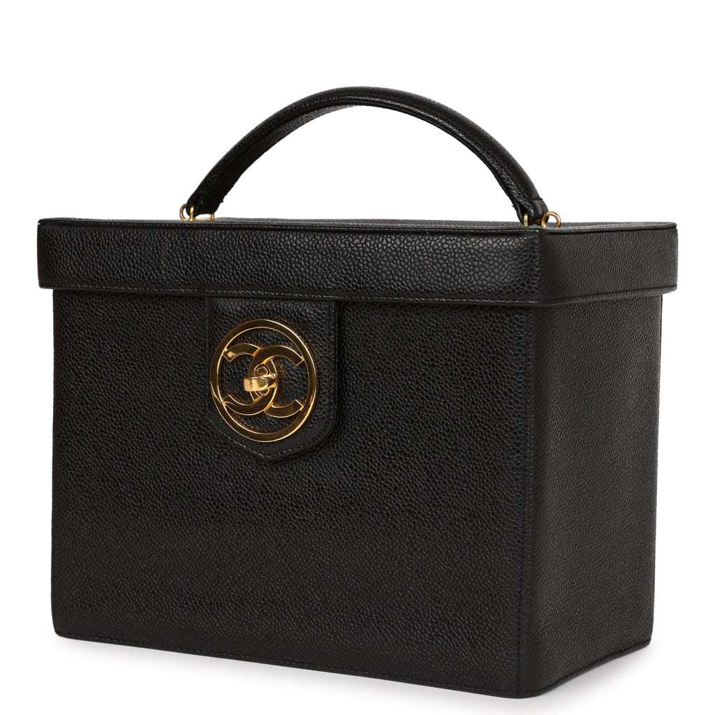 Chanel Black Vanity Case Caviar Gold Hardware – como-vintage