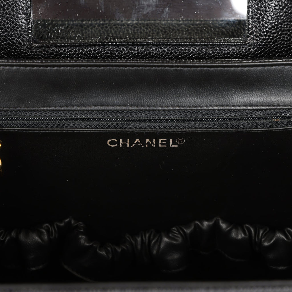 Chanel Vintage 1996 Black Patent Jumbo Classic Flap Backpack